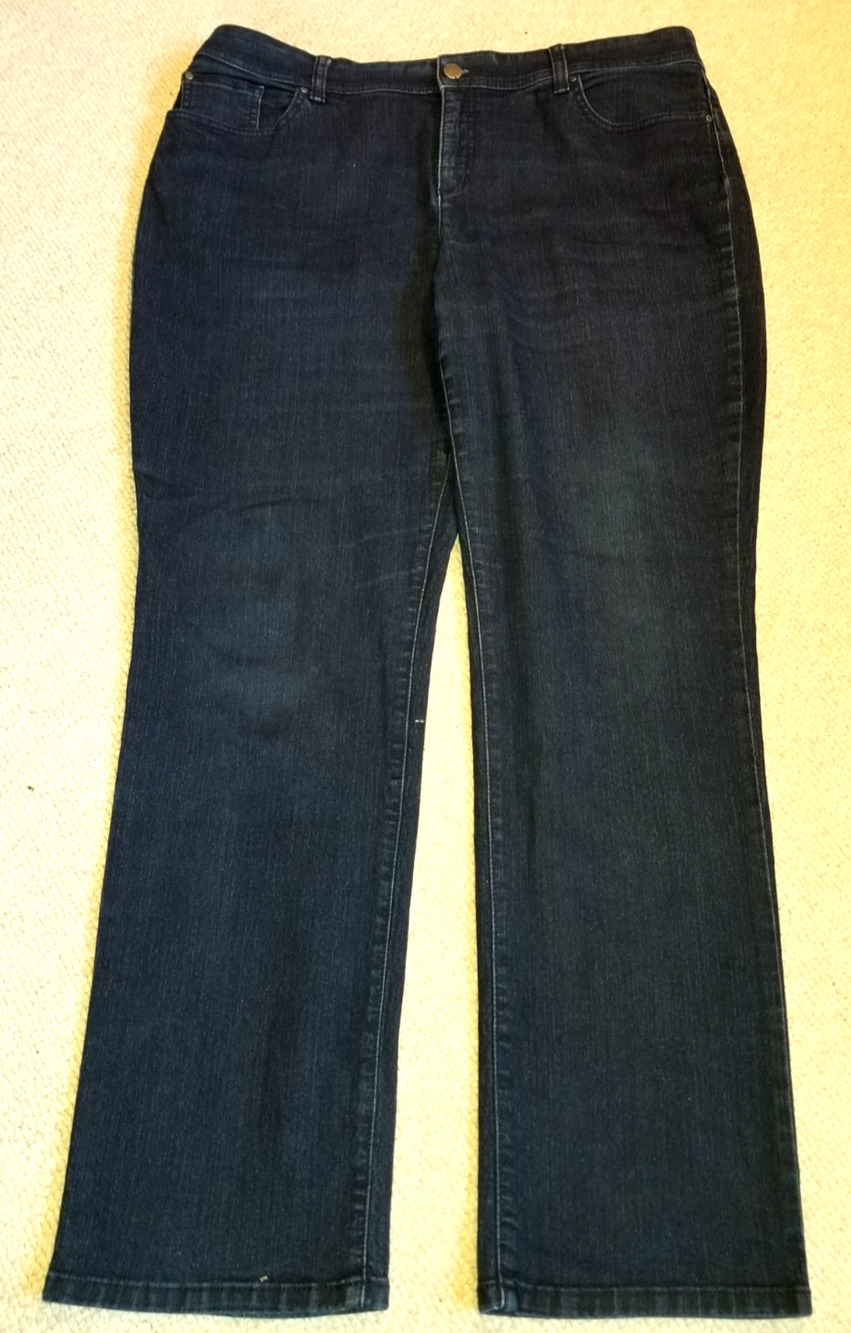 Womens Jeans-CHICO'S-FABULOUSLY SLIMMING-blue denim straight leg-2 (10/12)